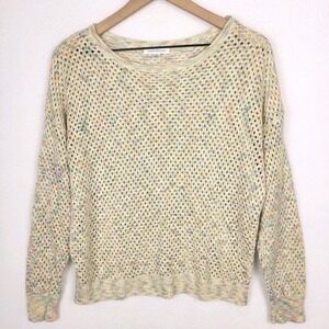 John Paul Richard Crochet Knit Sweater L Cream Pastel Open‎ Knit Boho Beachy